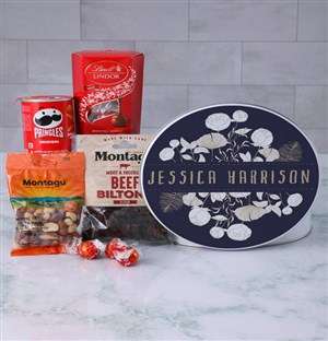 Personalised Blue Floral Gourmet Tin