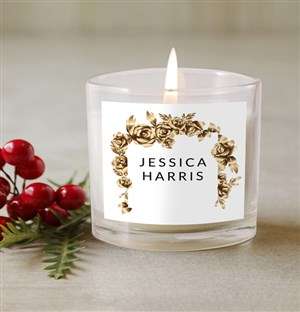 Personalised Gold Rose Candle