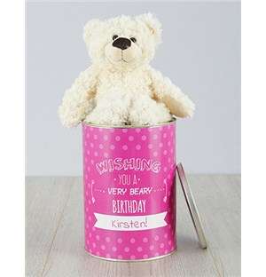 Personalised Beary Birthday Teddy Tin