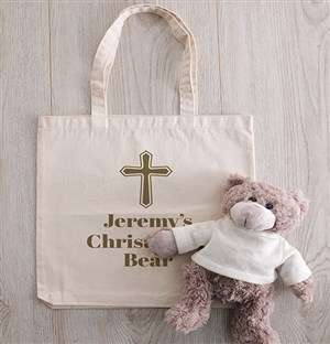 Personalised Teddy in Holy Cross Drawstring Bag