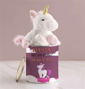 Personalised Unicorn Teddy Chocolate Tin