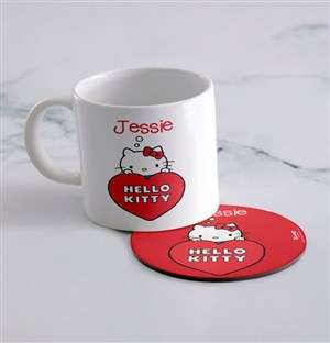 Personalised Hello Kitty Love Mug And Coaster