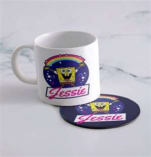 Personalised Rainbow Bubbles Mug And Coaster