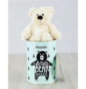 Personalised Birthday Bear Hugs Teddy Tin