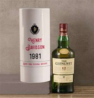 Personalised Glenlivet Whisky Crest Tube