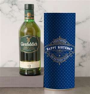 Personalised Glenfiddich Whisky Deco Tube