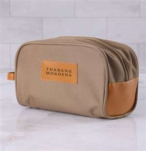 Personalised Mens Tan Brown Wash Bag
