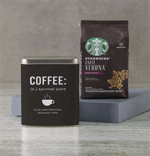 Personalised Starbucks Survival Juice Coffee Tin