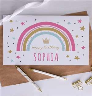 Personalised Birthday Rainbow Crown Card