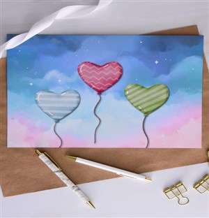 Personalised Cute Heart Balloons Card