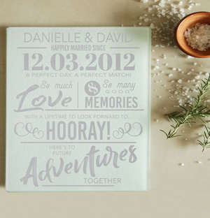 Personalised Happily Married Glass Chopping Board