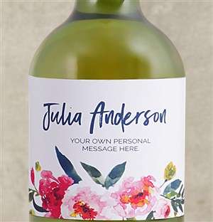 Personalised Watercolour Floral White Wine