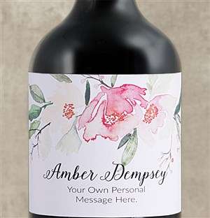 Personalised Watercolour Floral Red Wine