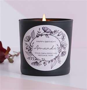 Personalised Black Wreath Happy Birthday Candle