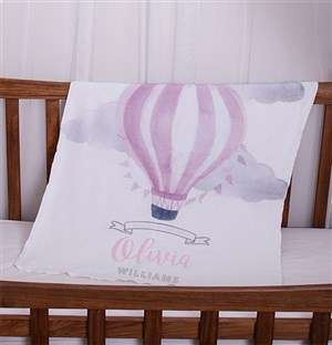 Personalised Pink Air Balloon Baby Fleece Blanket