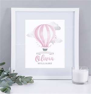 Personalised Framed Pink Air Balloon Print