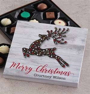 Personalised Christmas Reindeer Choc Tray