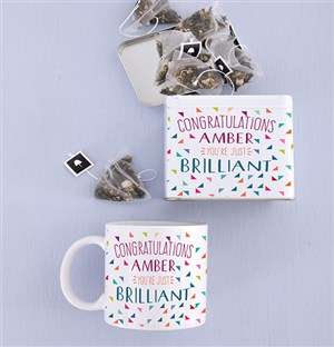 Personalised Congrats Mug and Tea Tin