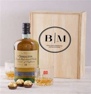 Personalised Monogram Whiskey and Crystal Crate