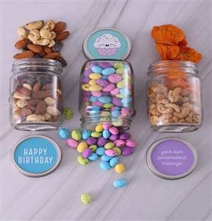 Personalised Cupcake Fruit and Nut Jar Trio