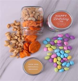 Personalised Happy Bday Nut Jar Set