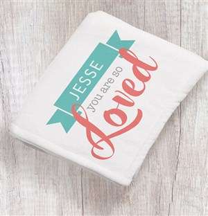 Personalised You Are Loved Baby Fleece Blanket