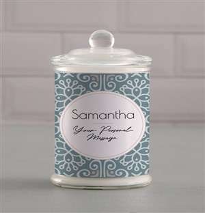 Personalised Blue Pattern Candle Jar