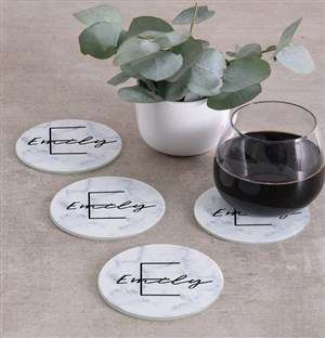 Personalised Marble Monogram Coasters