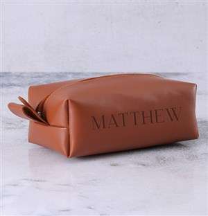 Personalised Brown Mens Luxury Wash Bag