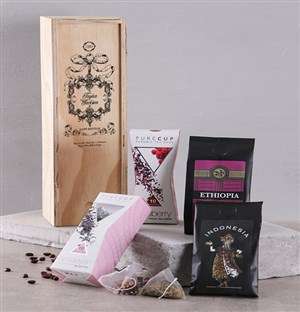Personalised Coffee and Tea in a Wood Crate