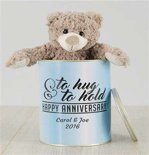 Personalised Anniversary Teddy in A Tin
