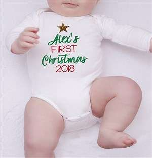 Personalised Multi Colour First Christmas Onesie