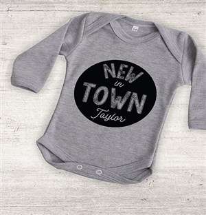 Personalised New In Town Onesie