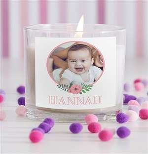 Personalised Baby Girl Photo Candle in Gift Box