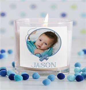 Personalised Baby Boy Photo Candle in Gift Box