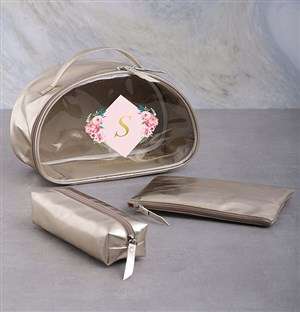 Personalised Floral Initial 3 Piece Vanity Set
