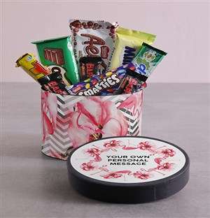 Personalised Flamingo Hat Box with Treats
