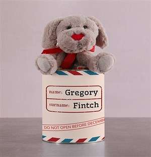 Doggy in a Christmas Letter Tin