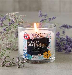 Personalised Floral Happy Birthday Candle