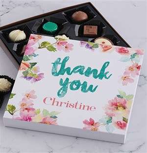 Personalised Floral Thank You Chocolate Tray
