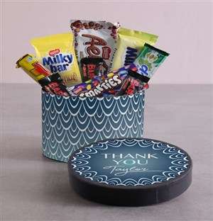 Personalised Thank You Blue Pattern Hat Box
