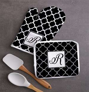 Personalised Patterned Oven Mit Set
