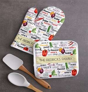 Personalised Fruit And Veg Oven Mit Set