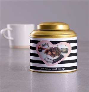 Personalised Heart Photo Gold Tea Tin