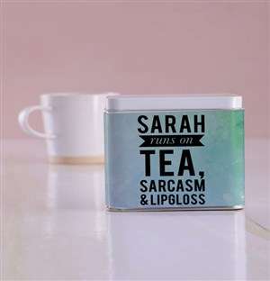 Personalised Runs on White Tea Tin