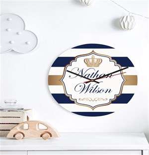 Personalised Blue Crown Clock