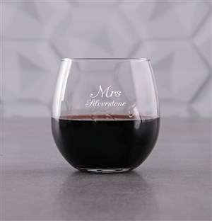 Personalised Golden Missus Stemless Wine Glass