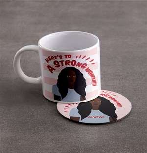 Personalised Strong Woman Mug And Coaster Set