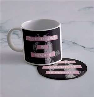 Personalised Future Is Female Mug And Coaster Set