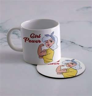 Personalised Girl Power Mug And Coaster Set